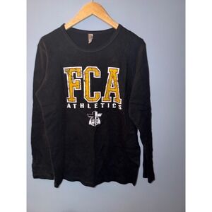 FCA Athletics Long Sleeve Black T Shirt Graphic Print Men's Size L